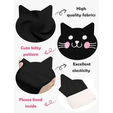 Resinta Girls Fleece Lined Leggings Cotton Kitty Print Thermal Pants Thick Warm Tights Winter Clothes for Kids