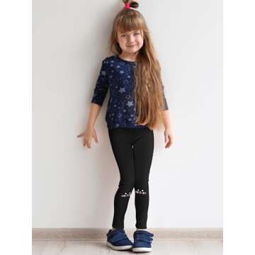 Resinta Girls Fleece Lined Leggings Cotton Kitty Print Thermal Pants Thick Warm Tights Winter Clothes for Kids