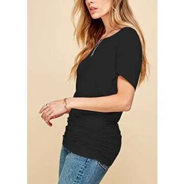 MBJ WT817 Womens Dolman Drape Top with Side Shirring S Black