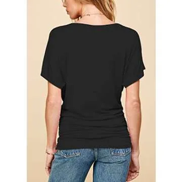 MBJ WT817 Womens Dolman Drape Top with Side Shirring S Black