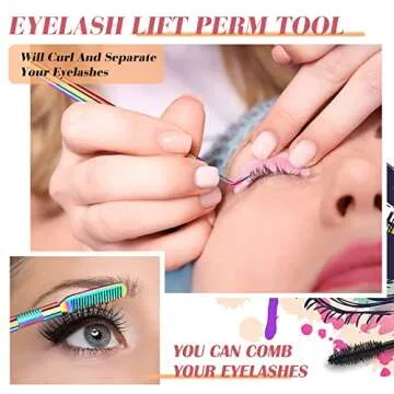 232 Pcs Lash Lift kit, 50 Lash Lift Rods Silicone Eyelash Pads 2 Eyelash Separator Tool with Separation Comb 100 Micro Swabs 50 Crystal Mascara Brushes 30 Pairs Eye Pads (Pink)