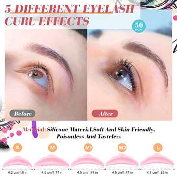 232 Pcs Lash Lift kit, 50 Lash Lift Rods Silicone Eyelash Pads 2 Eyelash Separator Tool with Separation Comb 100 Micro Swabs 50 Crystal Mascara Brushes 30 Pairs Eye Pads (Pink)