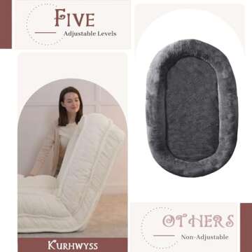 Upholstered Human Dog Bed for Adult & Pets, Convertible Lazy Sofa Bed with 5 Adjustable Position, Comfy Tatami Bean Bag Lounge Chair with 2 Soft Pillows for Bedroom Living Room Office (Pink)