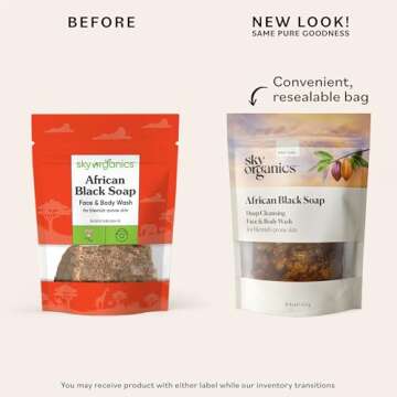 Sky Organics African Black Soap Bar - Deep Cleansing Face Wash & Body Wash - Cocoa Pod Ash - Blemish...
