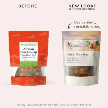Sky Organics African Black Soap Bar - Deep Cleansing Face Wash & Body Wash - Cocoa Pod Ash - Blemish...