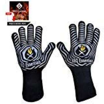 BBQ Essentials Heat Resistant BBQ Gloves | 1472°F Extreme Heat Proof Oven Mitts | One Size Fits All...