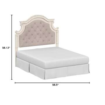 Signature Design by Ashley Realyn Upholstered Panel Headboard ONLY, Full, Chipped White