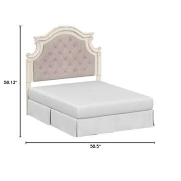 Signature Design by Ashley Realyn Upholstered Panel Headboard ONLY, Full, Chipped White