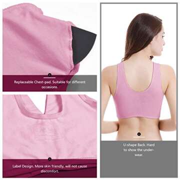 Sunzel Women's Cotton Spandex Seamless Sleep Bra for Nursing and Maternity (Pink, L)