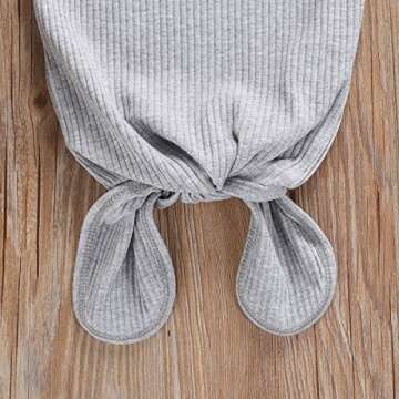 CIYCUIT Baby Boy Girl Clothes Newborn Coming Home from Hospital Outfit Ribbed Knotted Outfits with Hat Gray 0-6 Months