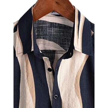 VATPAVE Mens Casual Hawaiian Floral Shirts Short Sleeve Button Down Tropical Shirts Beach Summer Shirts Small Navy Beige