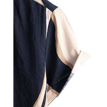 VATPAVE Mens Casual Hawaiian Floral Shirts Short Sleeve Button Down Tropical Shirts Beach Summer Shirts Small Navy Beige