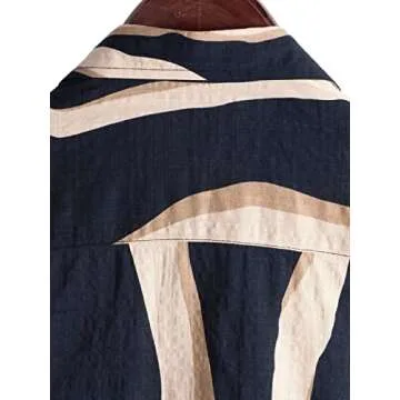 VATPAVE Mens Casual Hawaiian Floral Shirts Short Sleeve Button Down Tropical Shirts Beach Summer Shirts Small Navy Beige