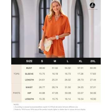 Amkoyam Women's Summer 2 Piece Outfits Casual V Neck Short Sleeve Tops High Waisted Shorts Tracksuit Lounge Sets 2024