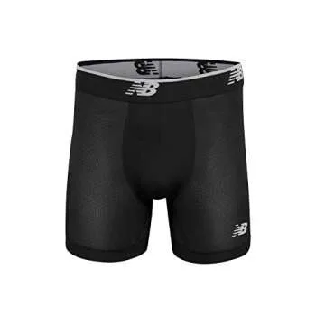 New Balance Men's Mesh 5" No Fly Boxer Briefs - Athletic Compression Underwear (3-Pack) Black