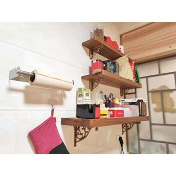 Shelf Brackets 8 Inch 4 Pack Heavy Duty Antique Brass Wall Bracket Victorian Kitchen Decorative Rack...