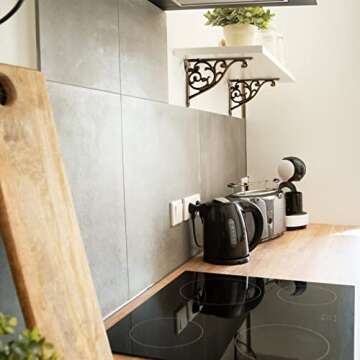 Shelf Brackets 8 Inch 4 Pack Heavy Duty Antique Brass Wall Bracket Victorian Kitchen Decorative Rack Shelves, Shelf Bracket Available in 8 finishes. (4, Antique Brass)