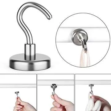 WAKUSEI Magnetic Hooks 25 lbs - 12 Pack Heavy Duty