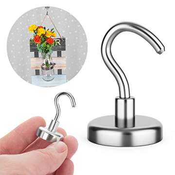 WAKUSEI Magnetic Hooks 25 lbs for Kitchen, Refrigerator, Towels, Grill, Tool Box, Office, Wall Mounting or Outdoor Hanging, 12 Packs