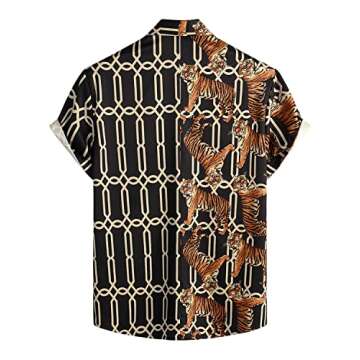 VATPAVE Mens Hawaiian Flamingo Shirts Casual Tropical Short Sleeve Button Down Shirt Summer Beach Sh...