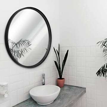 HBCY Creations Large Round Mirror, Black 30 inch Wall Mirror for Entryway, Bathroom, Living Room and...