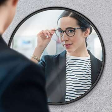 HBCY Creations Large Round Mirror, Black 30 inch Wall Mirror for Entryway, Bathroom, Living Room and More, Modern Minimalist Mirror for Both Rustic and Boho Design and Decor