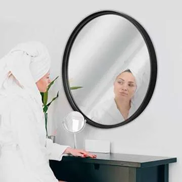 HBCY Creations 30-Inch Round Black Wall Mirror