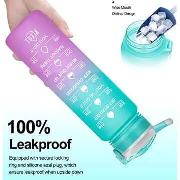 ELYPHINE 32/24 oz Water Bottles with Removable Straw & Time Marker, Motivational Sports Bottles with BPA Free Tritan Material, Leakproof Water Jug for Fitness