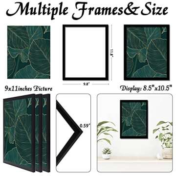 keibiubu Black Picture Frame Set of 3, 9x11 Picture Frame for Photo Poster Canvas Certificate Document Display Horizontally or Vertically High Transparent Wall Gallery(Size 9 x 11 inches)