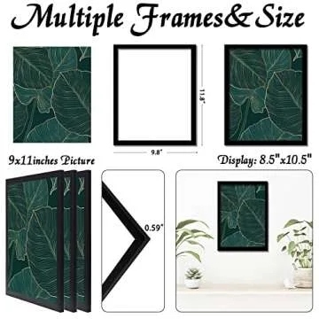 keibiubu Black Picture Frame Set of 3, 9x11 Picture Frame for Photo Poster Canvas Certificate Document Display Horizontally or Vertically High Transparent Wall Gallery(Size 9 x 11 inches)