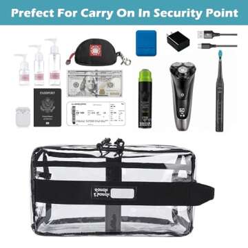 Rough Enough Clear Toiletry Bag Travel Makeup Cosmetic Bags Organizer Case for Toiletries with Zipper Pockets and Handle