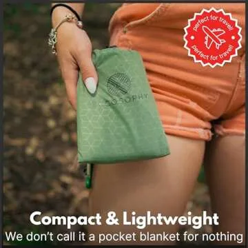 ECCOSOPHY Sand Proof Beach Blanket - Waterproof Picnic Blanket 60x55-Outdoor Compact Pocket Blanket-Lightweight Ground Cover for Hiking, Camping, Festivals, Sports, Travel-with Bag & Stakes (Olive)