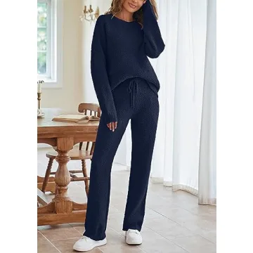 MEROKEETY Fuzzy Fleece Two Piece Loungewear Set for Women
