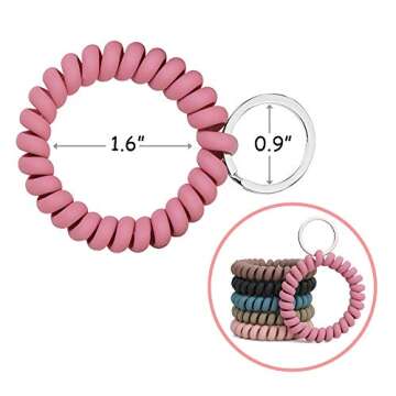 6PCS Stretchable Wristband Wristlet Keychain Wrist Key Chain Wristlet,Spring Flexible Spiral Wrist Coil ​Wrist Key Holder Key Ring for Sauna Gym Pool ID Badge and Outdoor Sports