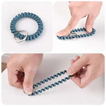 6PCS Stretchable Wristband Wristlet Keychain Wrist Key Chain Wristlet,Spring Flexible Spiral Wrist Coil ​Wrist Key Holder Key Ring for Sauna Gym Pool ID Badge and Outdoor Sports