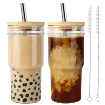 Stylish 24oz Reusable Iced Coffee Cup Set - Perfect for Smoothies and Drinks!