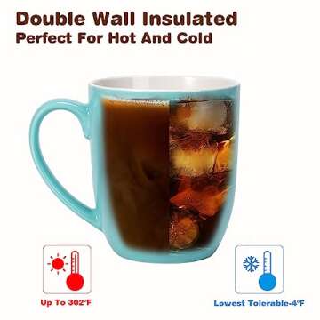 Urbanstrive 16 oz Large Coffee Mug with Handle Tea Cup Novelty Coffee Cup for Men Women Office Work, Blue