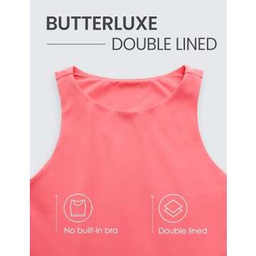 CRZ YOGA Womens Butterluxe Double Lined Cropped Tank Tops High Neck Racerback Tanks Sleeveless Casual Workout Crop Top Raspberry Sorbet Medium
