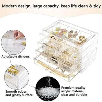 Weiai Acrylic Jewelry Box - 72 Grids Clear Organizer