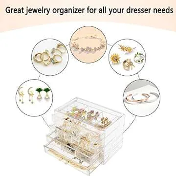 Weiai Acrylic Jewelry Box - 72 Grids Clear Organizer