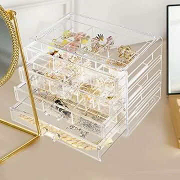 Weiai Acrylic Jewelry Box - 72 Grids Clear Organizer