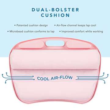LapGear MyDesk Lap Desk with Device Ledge and Phone Holder - Rose Quartz - Fits up to 15.6 Inch Laptops - Style No. 44444