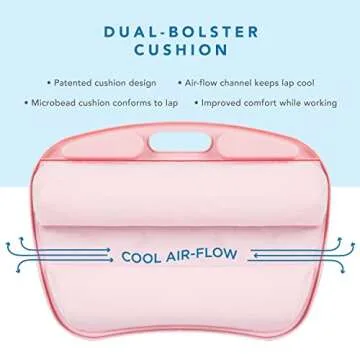 LapGear MyDesk Lap Desk with Device Ledge and Phone Holder - Rose Quartz - Fits up to 15.6 Inch Laptops - Style No. 44444