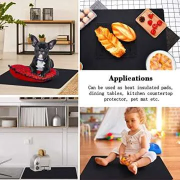 Gartful Extra Large Silicone Mat for Craft, 31.5" x 23.6" x 0.07" Silicone Craft Sheet Jewelry Casting Mold, Countertop Mat, Counter Table Protector, Multipurpose Mat, Heat Resistant Placemat, Black