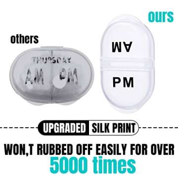 6 Pack Pill Organizer Pocket Small Case Holder Am Pm Pill Case Portable Two Compartment Round Travel 2 Times a Day for Vitamin Medication Supplement(Clear)