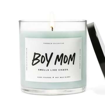 ThreeKin Scented Candles for Boy Mom, Natural Soy Wax Candles for Home, Relaxing Aromatherapy for Mo...
