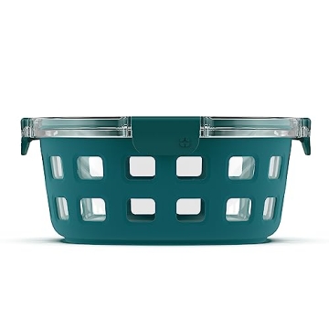 Ello Duraglass Meal Prep Container 7 Cup - High Quality Glass Food Storage with Silicone Sleeve