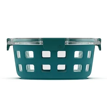 Ello Duraglass Meal Prep Container 7 Cup - High Quality Glass Food Storage with Silicone Sleeve