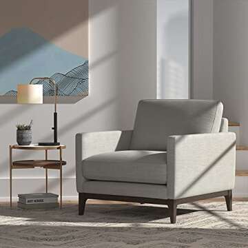 Amazon Brand - Rivet Contemporary Living Room Accent Chair with Wood Base, Ivory, 34.6"