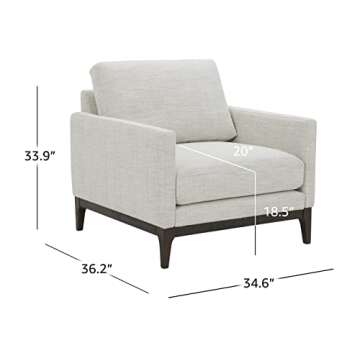 Amazon Brand - Rivet Contemporary Living Room Accent Chair with Wood Base, Ivory, 34.6"